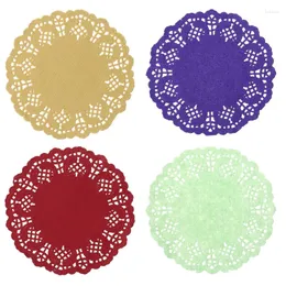 테이블 매트 100pcs/lot 3.5 "직경의 빈티지 냅킨 패드 중공 레이스 종이 매트 doily craft