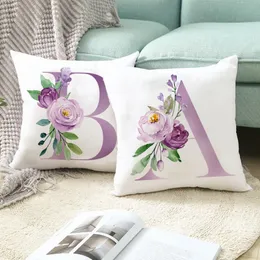 Fronha 45x45cm Roxo Estampa de Letras Fronha Sofá Capa de Almofada Decorativa Simples 230721