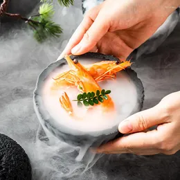 Plates Planet Bowl Molecular Cuisine Creativity Imitate The Round Smoke Cup Black Tableware On Fire Stone Ball Plate