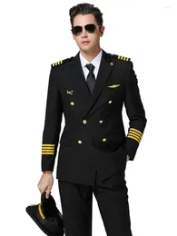 Мужские костюмы высокого качества капитана авиации униформа осенний костюм.