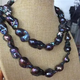 Fast Real Fine Pearls Jewelry splendida 25-30MM TAHITIAN PAVONE BLU COLLANA DI PERLE 38 POLLICI 14K226z