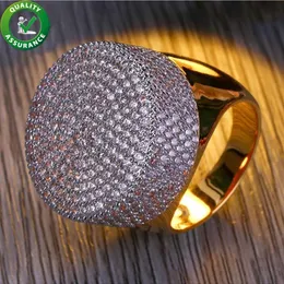 Anéis de jóias masculinos Hip Hop Luxury Designer Engagement Rings Round Round totalmente gelado CZ diamante bling Pandora estilo mindinho anel de dedo 212c