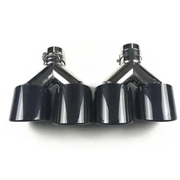 2 PCS 범용 akrapovic 듀얼 배기 머플러 팁 광택 탄소 섬유 스테인리스 스틸 오토 배기도 끝 파이프 2716