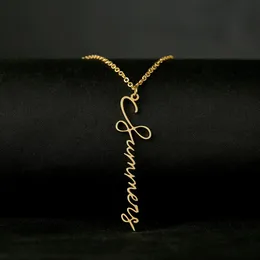 Rosegold Silber Farbe personalisierte benutzerdefinierte Namen Anhänger Halskette Edelstahl individuelle Namensschild Halskette handgefertigte Gift327s