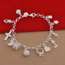 Luxus Designer Schmuck Damen Herren Armbänder Herren 925 Sterling Silber Armbänder Love Iced Out Kreuz Herz Charm Armband302d