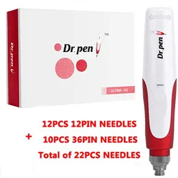 12pcs 12pin 및 10pcs 36pin 카트리지가있는 전기 Derma Pen 자동 무선 Ultima N2 Microneedle PEN