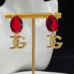 Vintage red diamond alphabet earrings Noble Luxury jewelry Designer banquets Wedding gifts commute