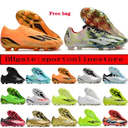 Gift Bag Quality Soccer Boots X Speedportal Messis FG Metal Spikes Football Cleats Mens Comfortable Trainers Soft Leather World Cup Shoes scarpe calcio Crazyfast