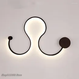 Vägglampa post-modern ledning orm ljus enkelt kreativt vardagsrum sovrum sconce bakgrundsbelysning wandlamp fixturer