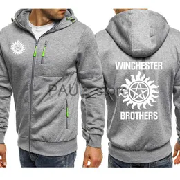 Men's Hoodies Sweatshirts 2022 Supernatural Hoodies Men Winchester Bros Mens Sportswear Fleece Warm Zipper Jacket Hooded Sweatshirt Harajuku Tracksuit x0720