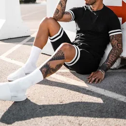 Men s Hoodies Sweatshirts 2 Piece Set Men Summer Shorts Short Sleeve Tshirt Outfits Solid Color Breath Cool Fashion Clothing Brand Trends 230721