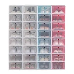 12 pçs conjunto de caixa de sapato multicolor dobrável de armazenamento de plástico claro organizador de casa rack de sapato pilha display organizador de armazenamento caixa única 2284u