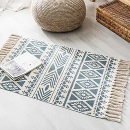 Mattor Nordic Cotton Soft Tassel Home For Living Room Bedroom Kid Boho Dekorera mattan Golvdörrmatta Simple Area Rug