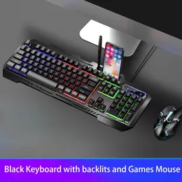 2020 Nya sju Backlight Colors Gaming Keyboard Mouse Wired USB -tangentbord för PC Desktop Laptop Gamer242R