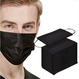 50 peças de máscara protetora de boca preta para rosto, filtro descartável, presilha, máscaras bucais não tecidas em estoque 290Z