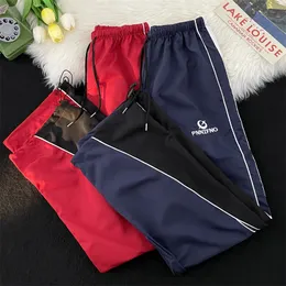 Men's Pants American Retro Sports Casual Pant Summer Thin Straight Mopping Couple Loose Wide Leg Trousers Male Clothes 230720