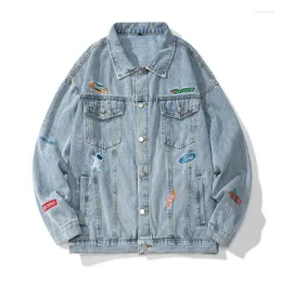 Men's Jackets Denim Jacket Heavy-Duty Embroidered Lapel Loose And Versatile Punk Feng Shui Washed Spring Autumn Styl
