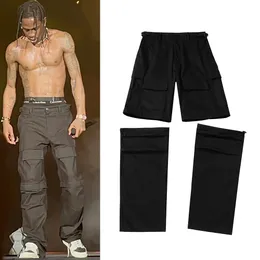 Коленные шорты грузовые штаны для мужчин черно
