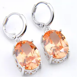 10Prs Luckyshine Classic Fashion Fire Oval Morganite Cubic Zirconia Gemstone Silver Dangle Earrings for Holiday Wedding Party265m