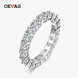 OEVAS 2.2 3mmモイサナイトフルサークルロウダイヤモンドリング925スターリングシルバーパスダイヤモンドテスト