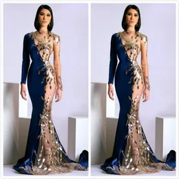 Aso Ebi 2019 Arabic Sparkly Sexy Evening Dresses Sheer Neck Mermaid Prom Dressses Mermaid Velvet Formal Party Bridesmaid Pageant G229N