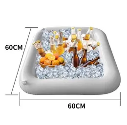 Inflatable Pool Ice Bar Floating ice serving Buffet Bar Salad Food Drink Tray Cooler Container for Water Party Pub Beach swimming Pool Bucket Cup Holder
