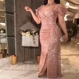 Abiti da cerimonia da sera in oro rosa Vestidos De Fiesta De Noche Robe De Soiree 2020 Abiti da ballo lunghi a sirena rossa Plus Size2377