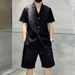 Männer Trainingsanzüge Koreanische Version Sommer 2023 Mode Marke Design Bohrer Kurzarm Anzug Männlich Explosive Shirts Shorts Zwei-stück männer Set