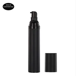 50pcs lot Korea 15ml 30ml 50ml airless bottle all black spray vacuum pump bottle lotion bottle used for Cosmetic Containe238e