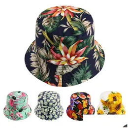 Party Hats Summer Women Hat Double-Sided Wearing Cap Cherry Rose Sunflowers Sun Fisherman Drop Delivery Home Garden Festive Supplies Dhtmn