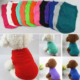 Pet T قمصان الصيف صلبة كلب الملابس أزياء أعلى قمصان سترة من القطن ملابس الكلب جرو كلب صغير رخيصة الحيوانات الأليفة Applesel192b
