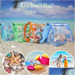 أكياس التخزين Kids Kids Beach Shell Bag Hollow Mesh Travel Toys Collector مع ZIPPER لشرق Chilldren Drop Drovess Home Garden Org DH7OM