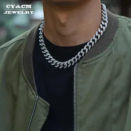13mm Hip Hop Miami Curb Cuban Chain Necklace Golden Iced Out Paved Rhinestones CZ Bling Rapper Link Silver Necklaces Men Jewelry281j
