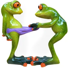 Creative Green Frog Statues żywiczne rękodzieło figurki i rzeźby do wystroju domu dekoracje do kąpieli 2376