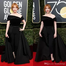 2019 Tute eleganti da ballo nere Abiti da cerimonia da sera con gonna staccabile con spalle scoperte Golden Globes Abiti da cerimonia per feste da ballo Red Car298C