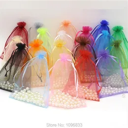 Organza DrawString Bag Size 20x30cm Candy Gift Jewelry Cosmetic Exempel Förpackning Ficka 100 stycken Lot296b