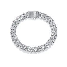 Bangle Cuban Armband för män Round Cut D Color Diamond 100 925 Silver Hip Hop Link Chain Luxury Fine Jewelry 230721