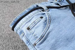 Herren-Jeans, Ankunft, Herren-Designer-Jeans, blaue Stickerei, schmales Bein, modisch, gestreift, Herren-Hosen, Motorrad, Biker, lässig, Hip-Hop, verkauft in US-Größe 29–40 Z230721