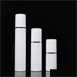 Bottiglie di imballaggio 15Ml 30Ml 50Ml Bottiglia di pompa airless bianca di alta qualità Bottiglia da viaggio Ricaricabile Cosmetico per la cura della pelle Dispenser per crema Lozione Co Dh5Sg