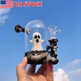 5 inç hayalet nargile bong döngü şişesi silikon sigara içme borusu cam kase w/ hediye kutusu