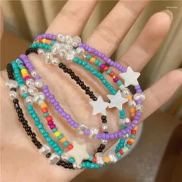 Choker Korean Style Kolny szklany naszyjnik z koralikami Kreatywna skorupa pięcioramienna gwiazda imitacja Pearl Summer Party Jewelry