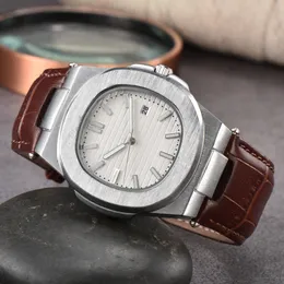 Top Brand Nautilus Mens Watch for Men Casual Fashion High-end Leather Strap Luminous Calendar Waterproof Quartz Watch reloj hombre