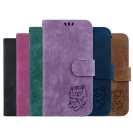 Cute Tiger PU Leather Wallet Cases For Iphone 15 14 Plus 13 Pro Max 12 11 Pro XR XS 8 7 TPU Imprint Animal Credit ID Card Slot Holder Luxury Fashion Phone Flip Cover Pouch