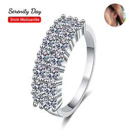 Sereny Day S925 Sterling Silver Plate Pt950 D Color 3MM 1.4 Moissanite Double Row Ring High-end Fine Jewelry per il commercio all'ingrosso