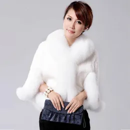 Whiteblack Bolero Women Faux Fur Shawl Stole Wrap Fashion Bridal Capes Winter Warm Fur Bolero zagęszcza szal z długimi rękawami2301