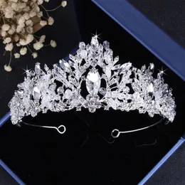 Ręcznie robione wieczorne akcesoria marka srebrna ślub ślub kryształowy crown kratę rhinestone hair pałąk nagłówek Tiara Prom Pageant314h