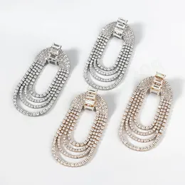 Shiny Rhinestone Multi-layer Long Tassel Pendant Women's Earrings Party Wedding Fashion Luxury Jewelry Accessories