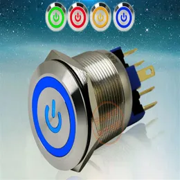 GQ22-11EPS LED Interruptores de botão de energia de metal 304 Aço inoxidável 1NO 1NC 22mm 24V Bloqueio automático ou reinicialização automática Quatro cores para Cho2529
