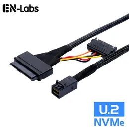 EN-LABS 내부 HD 미니 SAS SFF-8643에서 U 2 SFF-8639 NVME PCIE SSD 어댑터 케이블 인텔 SSD 750 P3600 P3700209H 용 SATA 전원이있는 케이블 케이블