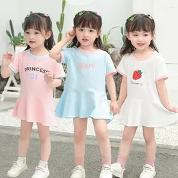 女の子のドレス夏の綿の子供たちのプリンセスドレス漫画スポーツ半袖Tシャツスタイルホームウェアパジャマセット